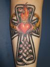celtic cross tattoo with heart